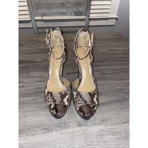 Jessica Simpson Beeya Snake Print Platform Heels Ankle Strap Peep Toe Sz 7.5M